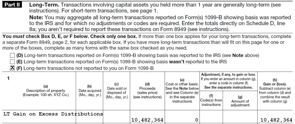 Excess Distributions 8949