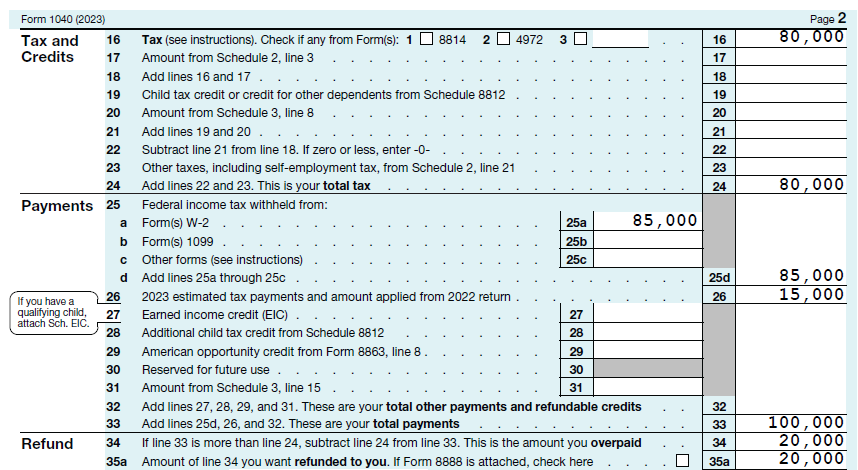 Federal Tax Refund on Form 1040