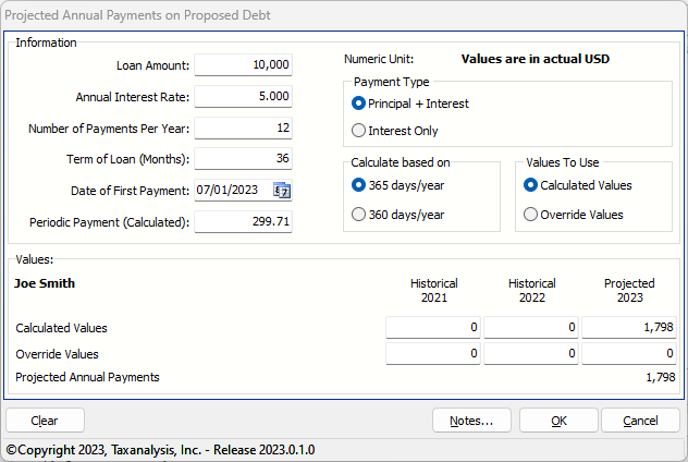 Payment calculator for example