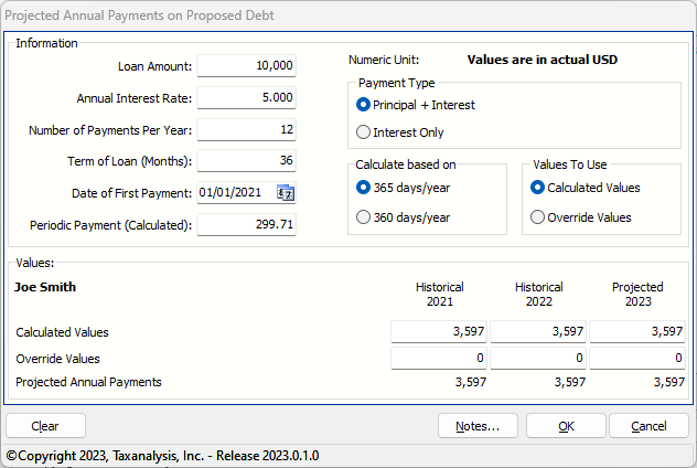 payment calculator for example 1